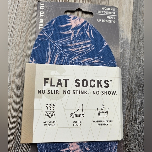 Flat Socks NEW Blue Floral Women's up to 11, Men's up to 10 - Picture 2 of 6
